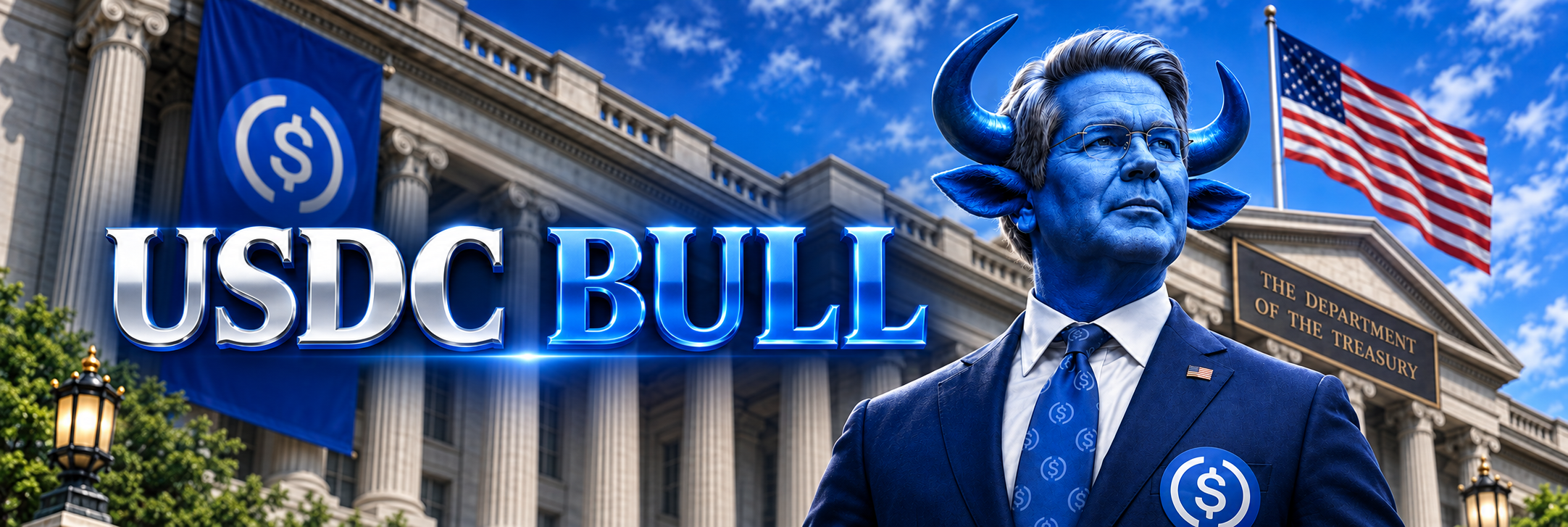 USDC BULL campaign banner, three by one